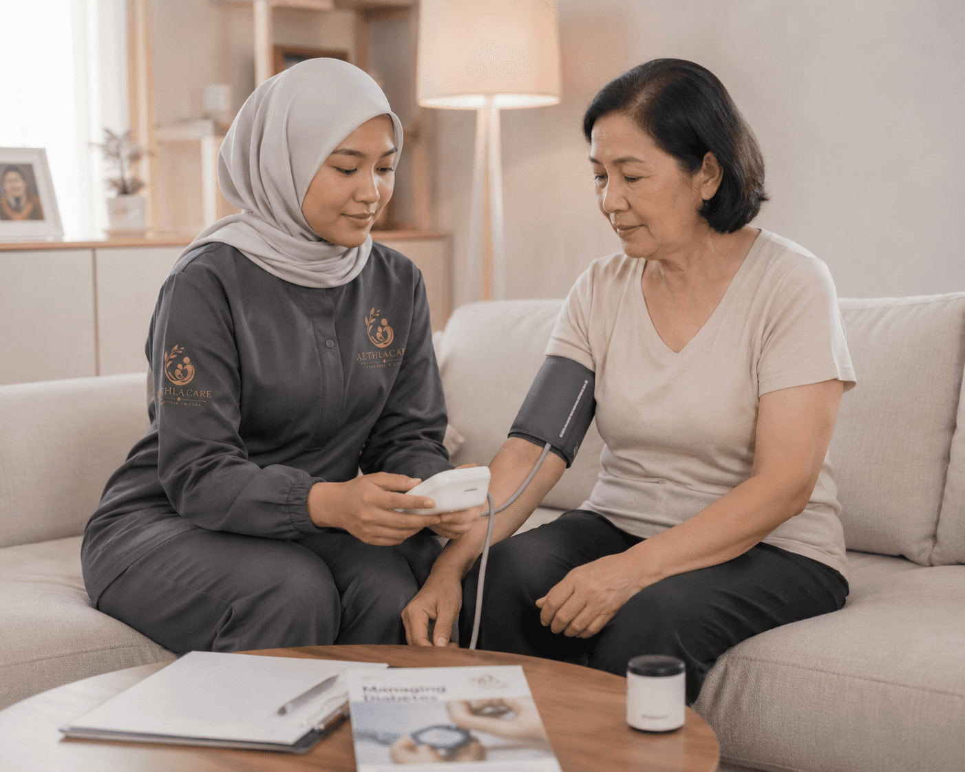 A person discussing healthy routines at home