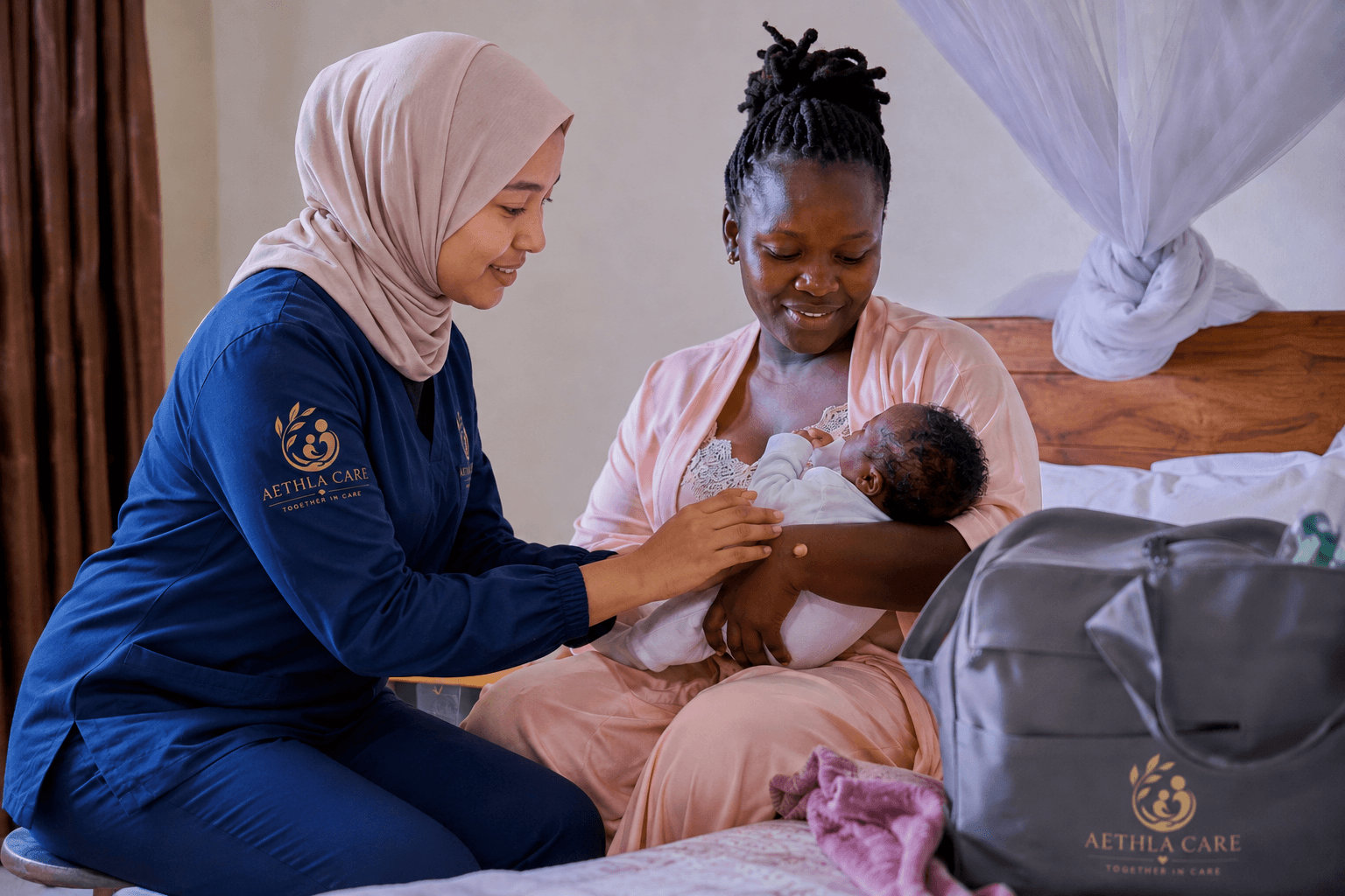 A mother receiving support after birth